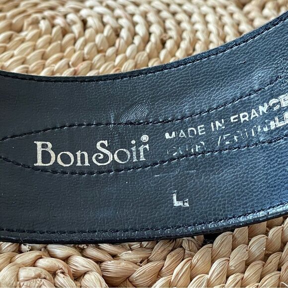 Bon Soir Made In France Belt Black with Large Silver and Gold Claw Buckle Large - Picture 9 of 14